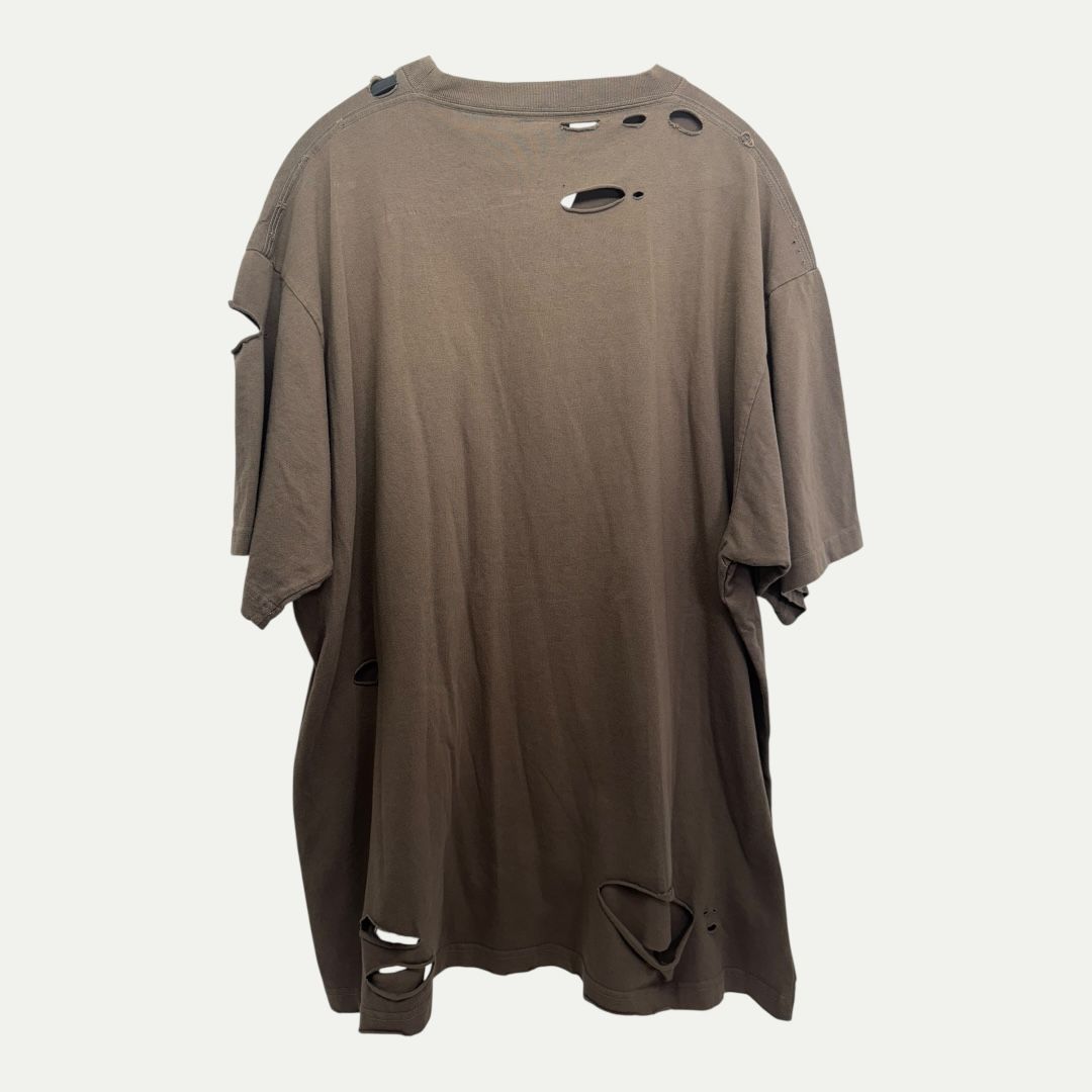 Balenciaga Distressed Brown Logo Tee Sz S(XL)