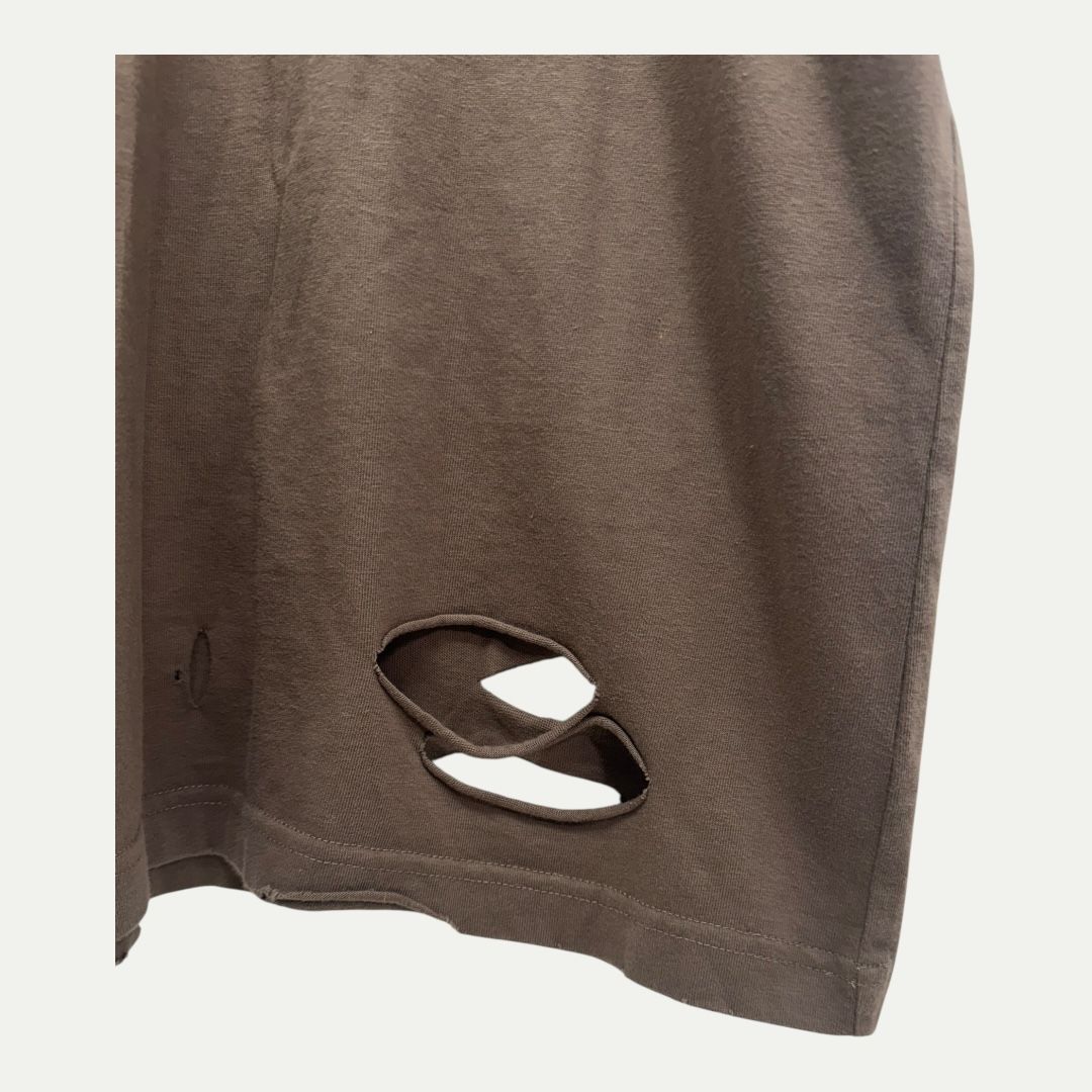 Balenciaga Distressed Brown Logo Tee Sz S(XL)