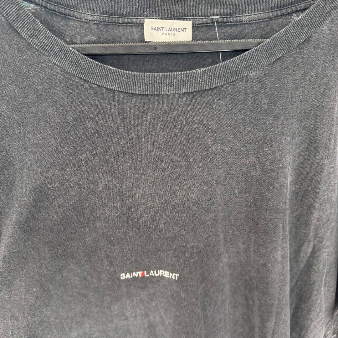 Saint Laurent Grey Wash Logo Tee Sz XL