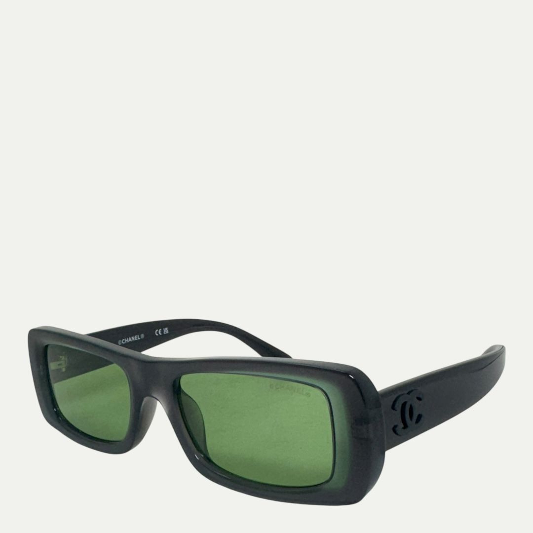 Chanel Rectangular Grey/Green Sunglasses