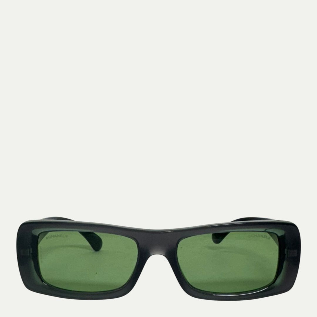Chanel Rectangular Grey/Green Sunglasses