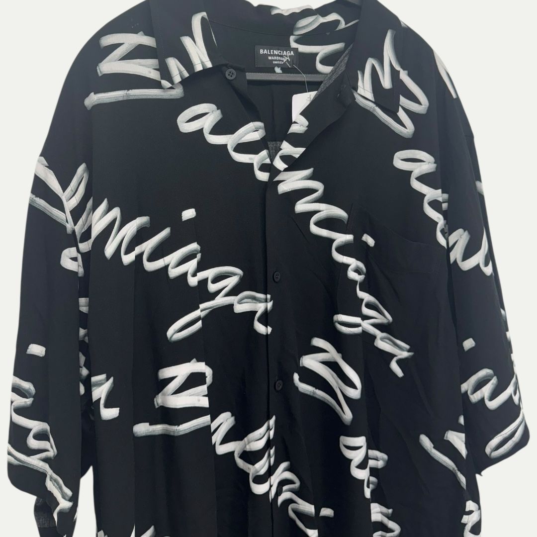 Balenciaga Script Logo Button Down Shirt Sz 38(XL)