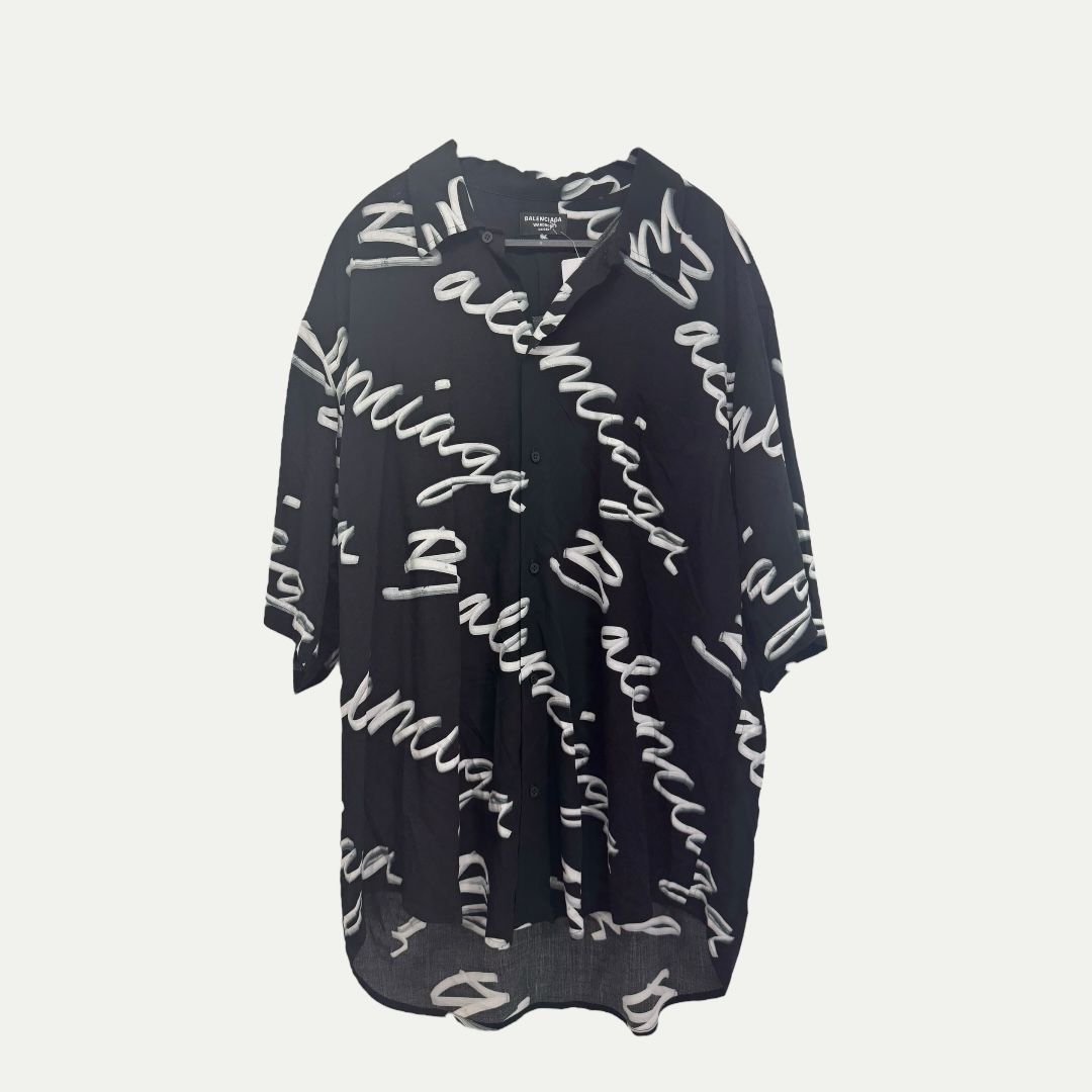 Balenciaga Script Logo Button Down Shirt Sz 38(XL)
