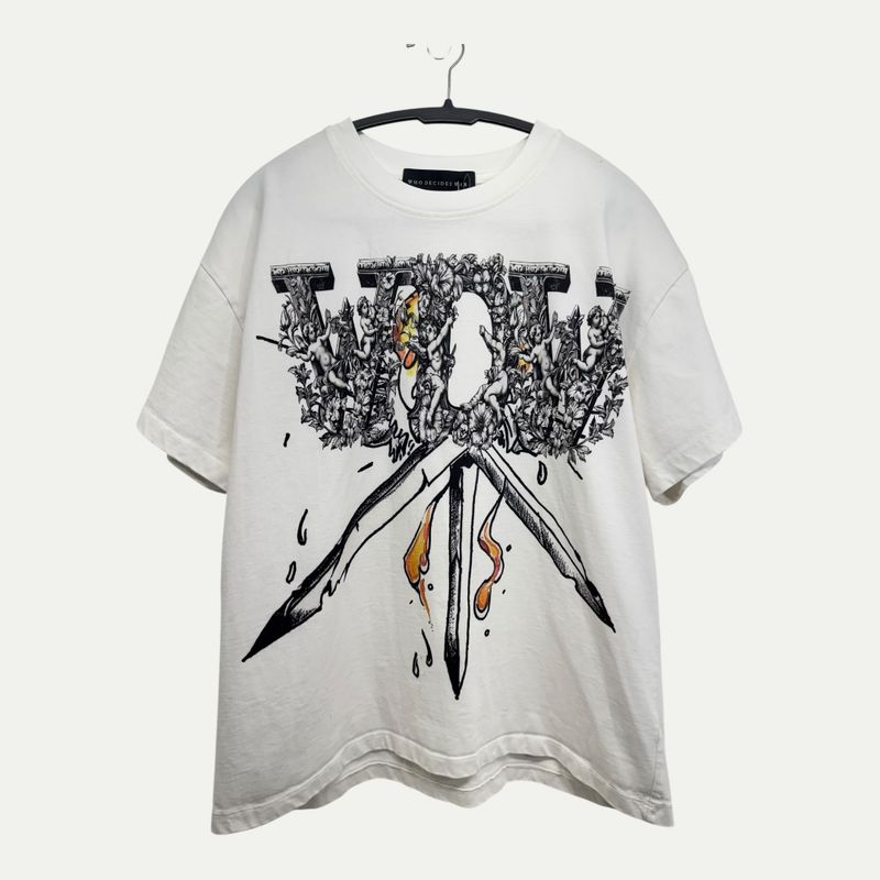 Who Decides War White Darth Tee Sz L