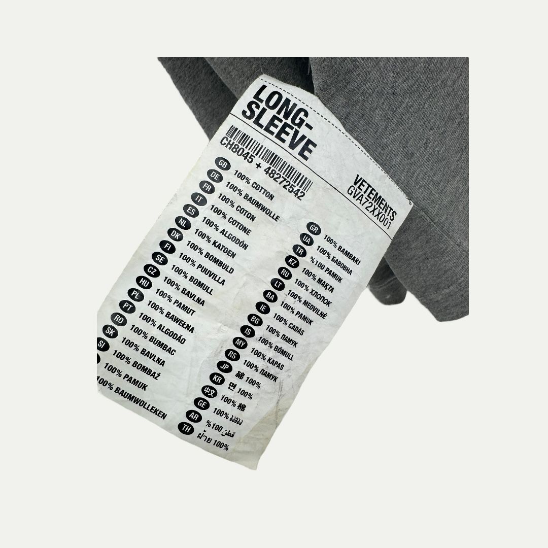 Vetements Wash Tag Crewneck Sz M(XXL)