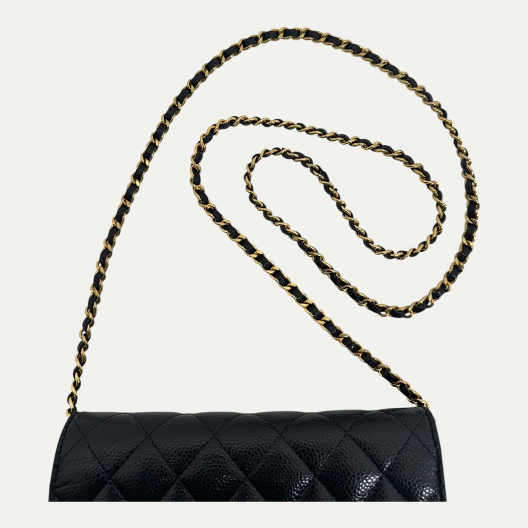 Chanel Caviar Leather Wallet On Chain