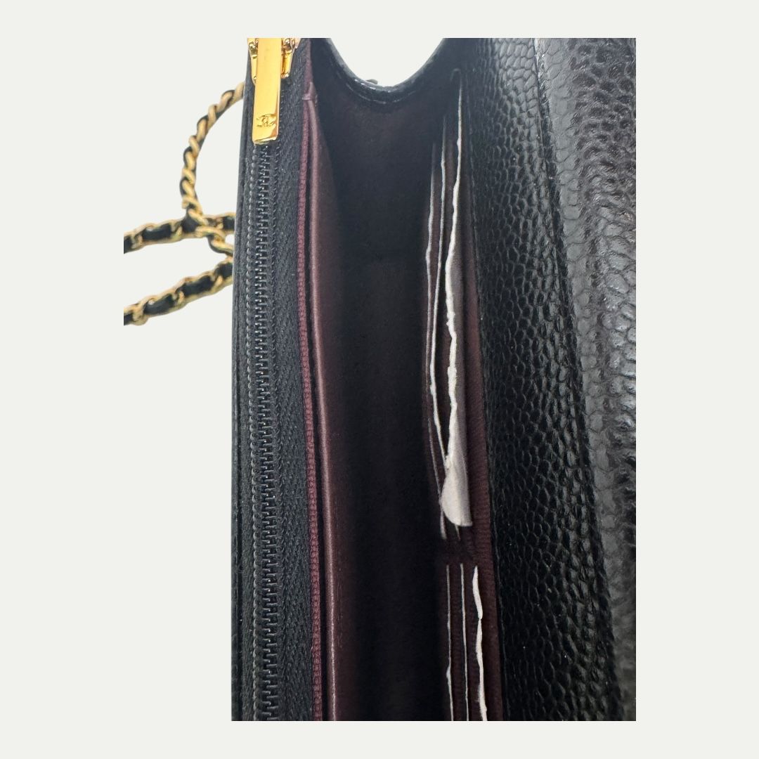 Chanel Caviar Leather Wallet On Chain