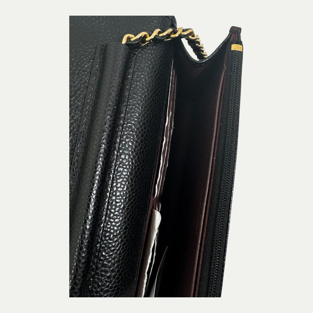 Chanel Caviar Leather Wallet On Chain