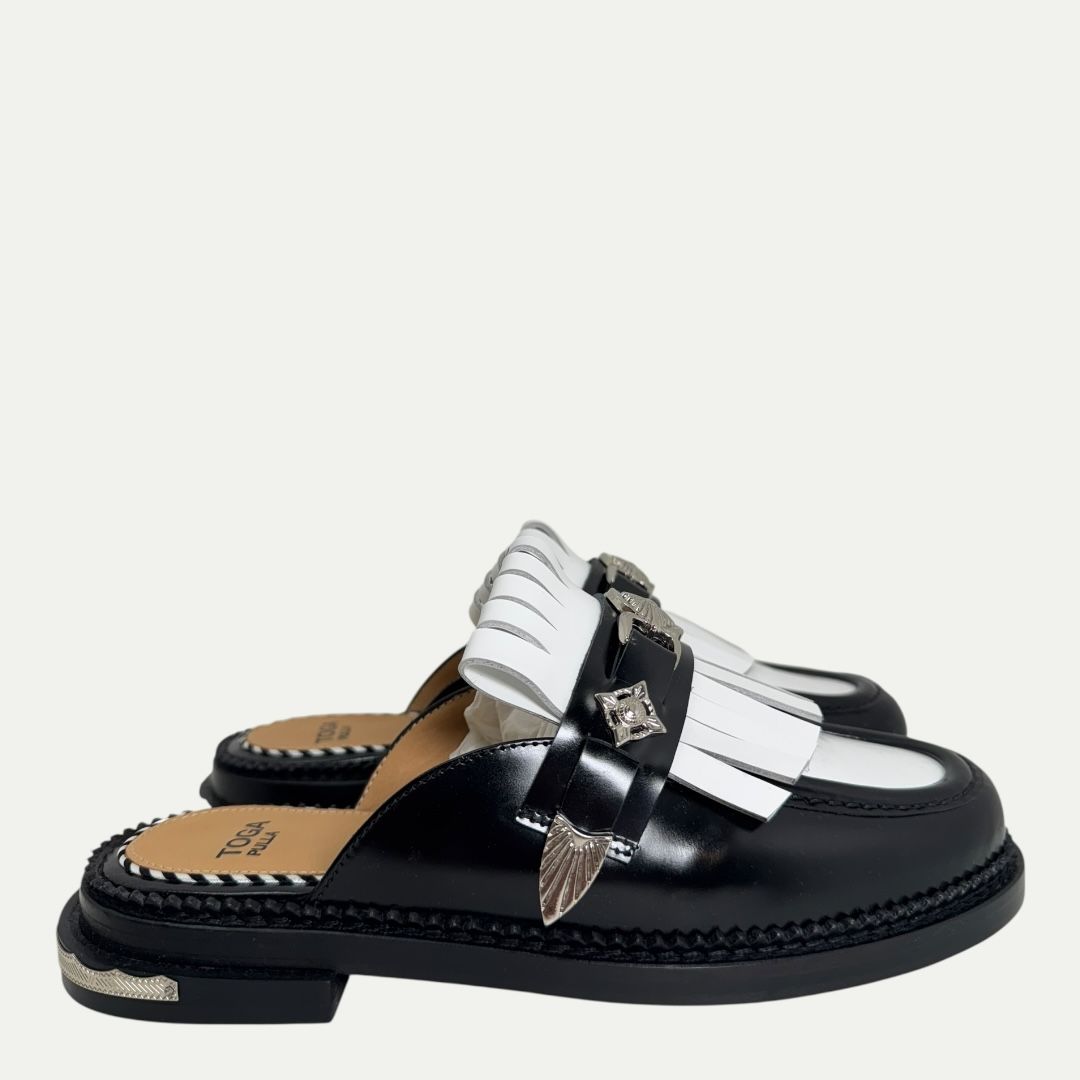 Toga Pulla White/Black Polido Loafer Sz 37(7)