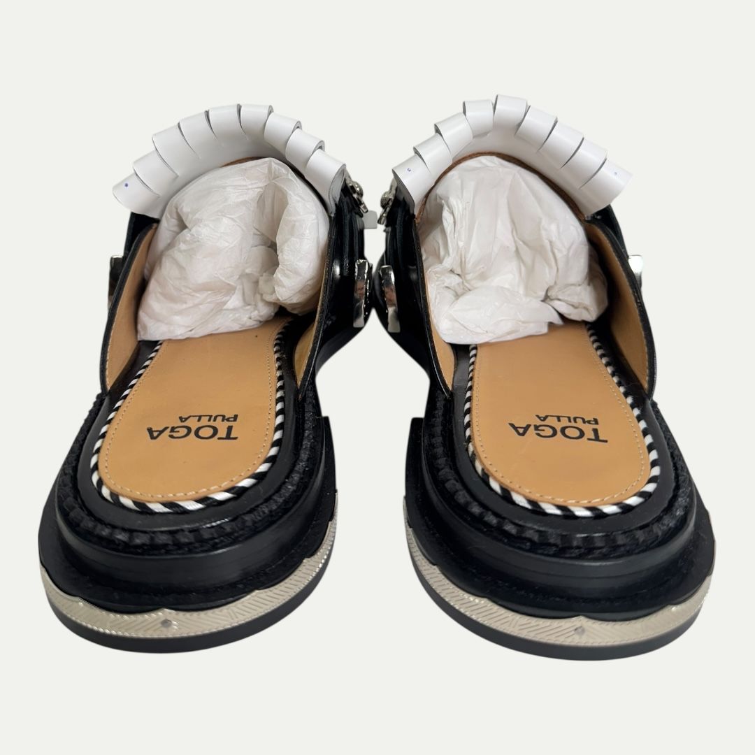 Toga Pulla White/Black Polido Loafer Sz 37(7)