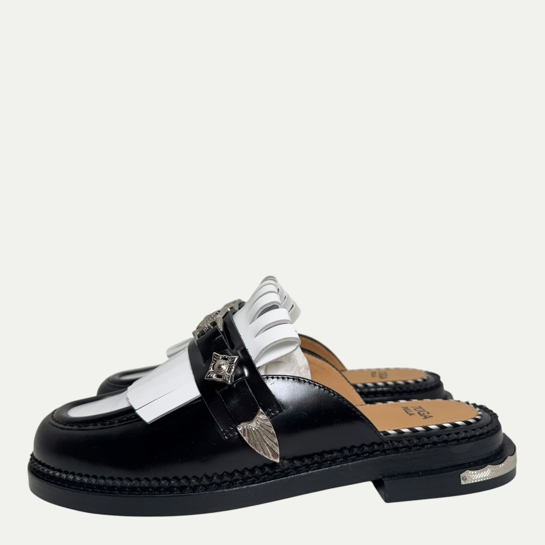 Toga Pulla White/Black Polido Loafer Sz 37(7)