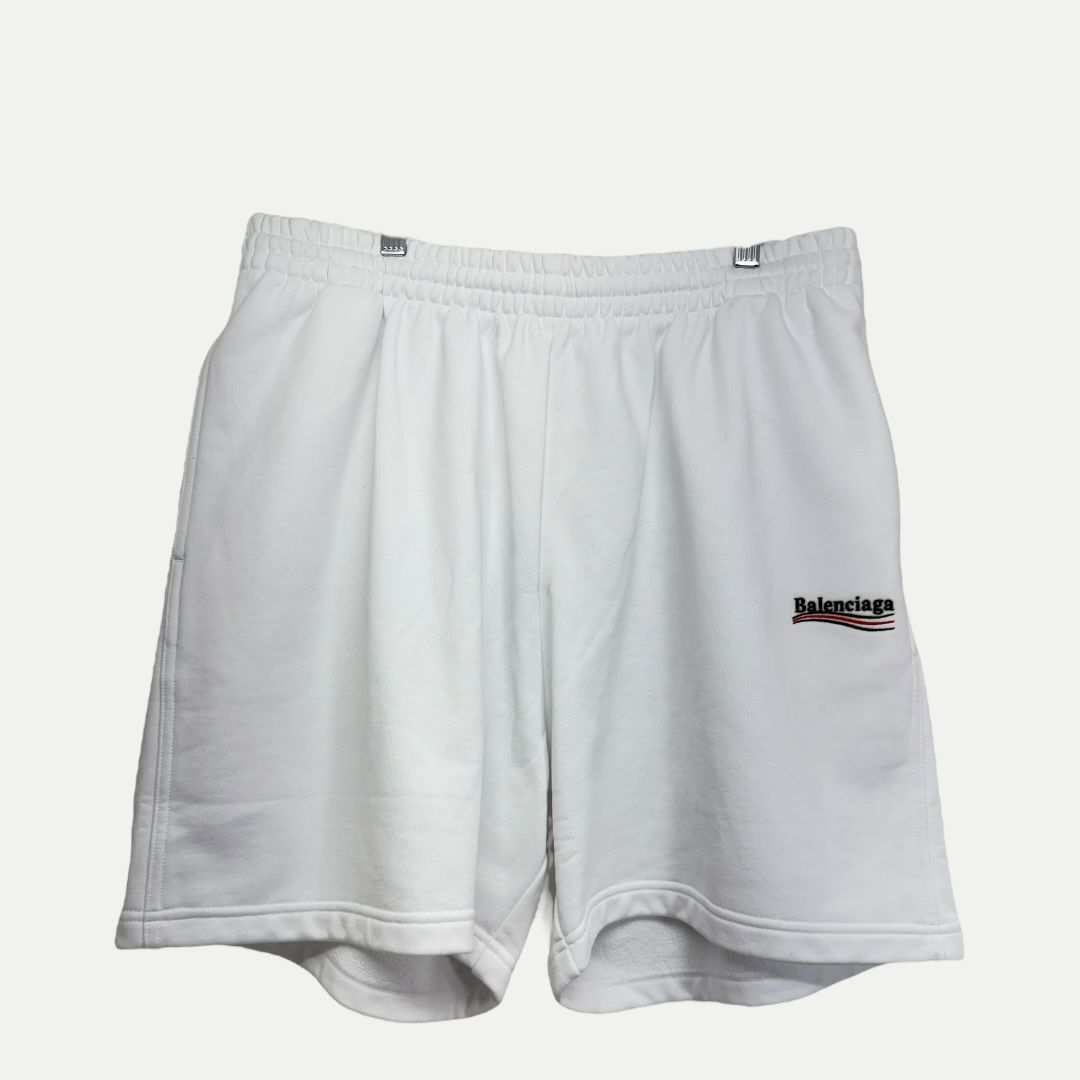 Balenciaga White Campaign Logo Shorts Sz L(36)
