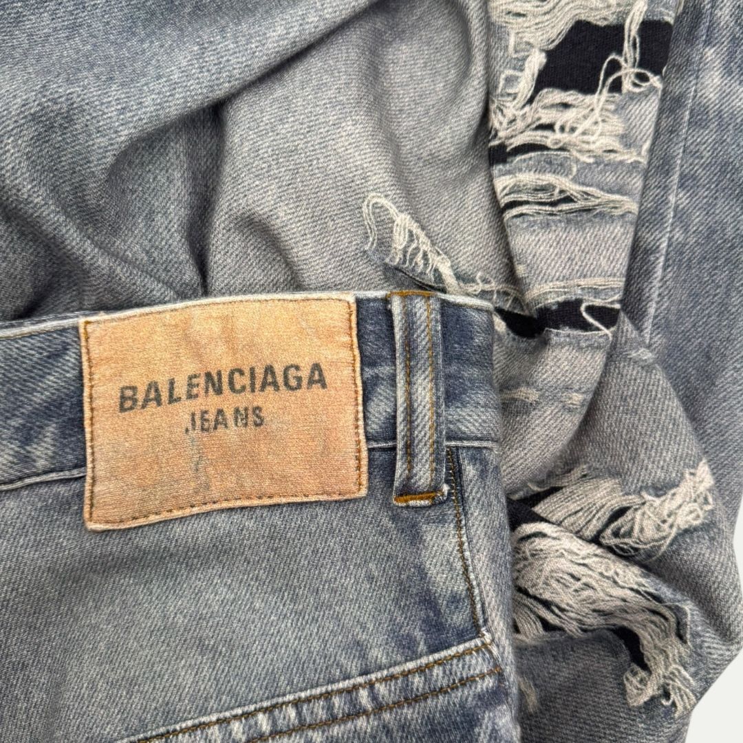 Balenciaga Trompe L&#39;oeil Denim Sweatpants Sz L(36)