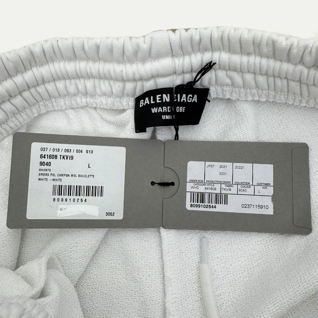 Balenciaga White Campaign Logo Shorts Sz L(36)