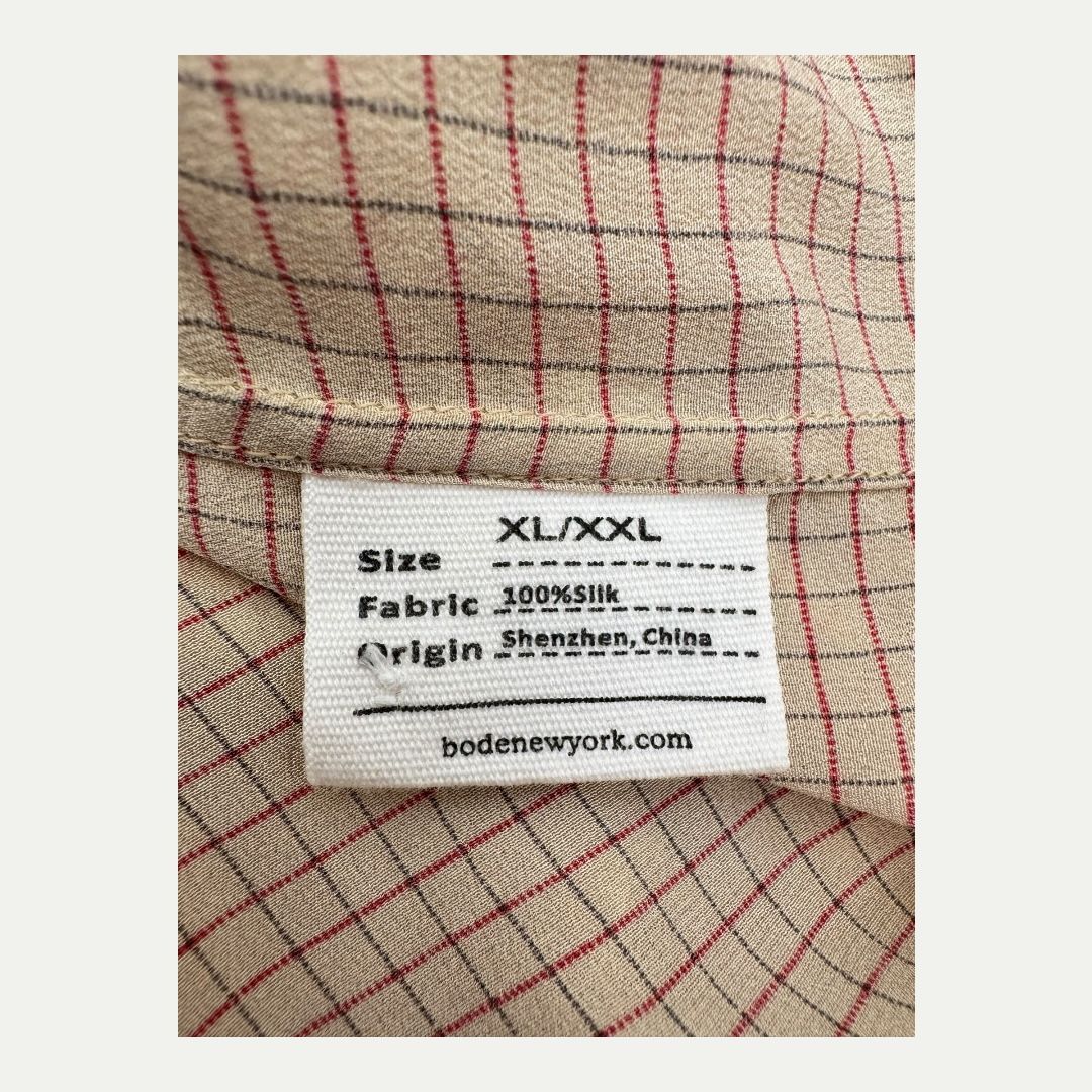 Bode Checkered Button Down Silk Shirt Sz XL/XXL