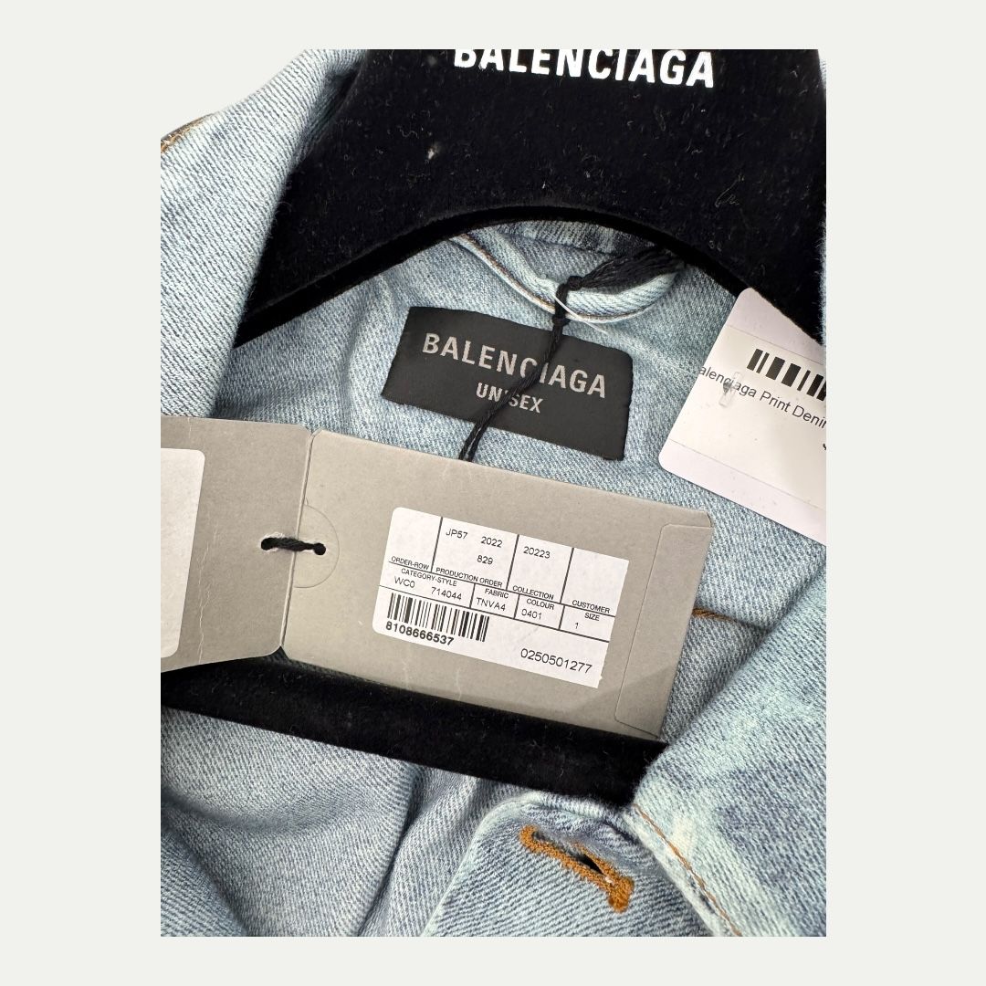 Balenciaga Print Denim Heavy Jersey Jacket Sz 1(XL)