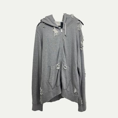 Mihara Yasuhiro Distressed Grey Hoodie Sz 52(XL)