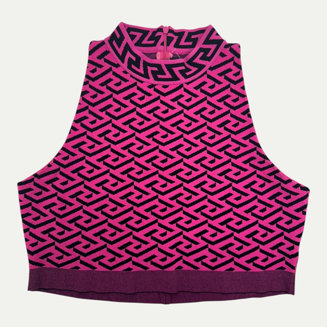 Versace La Greca Jacquard Knit Crop Top Sz 46(M)