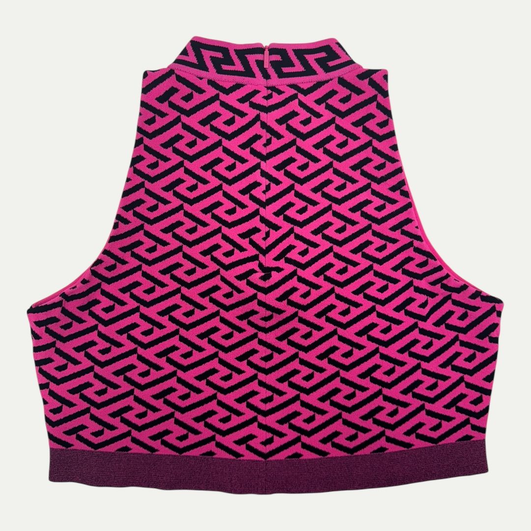 Versace La Greca Jacquard Knit Crop Top Sz 46(M)