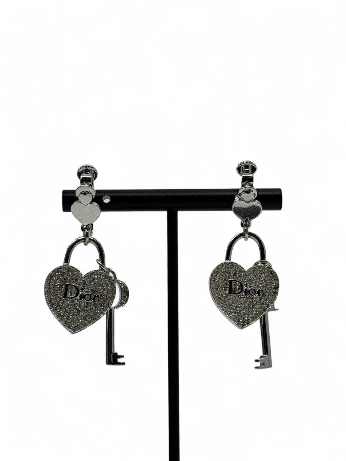 Christian Dior Heart Lock &amp; Key Drop Earrings