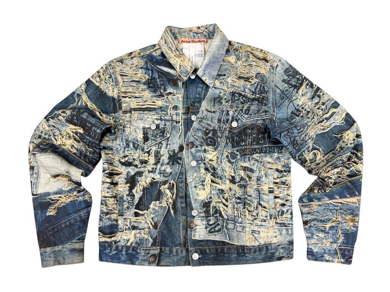 Acne Studios Cropped Scribble Denim Jacket