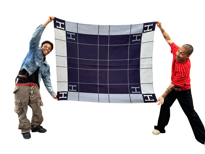 Hermes Navy Throw Blanket