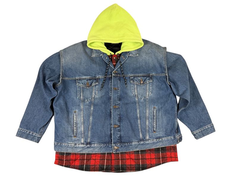 Balenciaga Layered  Denim Flannel Jacket
