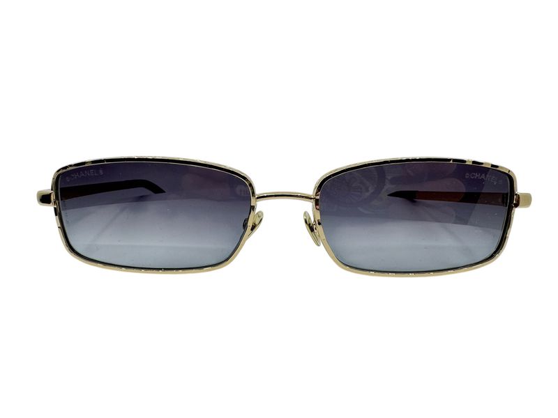 Chanel Rectangle Frame Sunglasses Gold