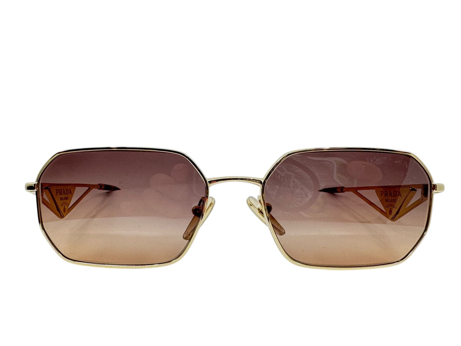 Prada Triangle Logo Gold Sunglasses