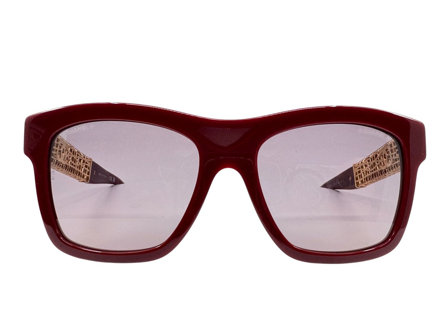 Chanel Square Gold Arm Metal Sunglasses