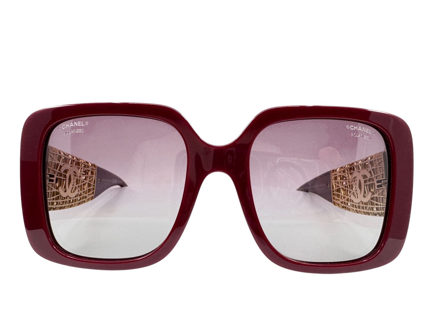 Chanel Square Frame Gold Arm Sunglasses