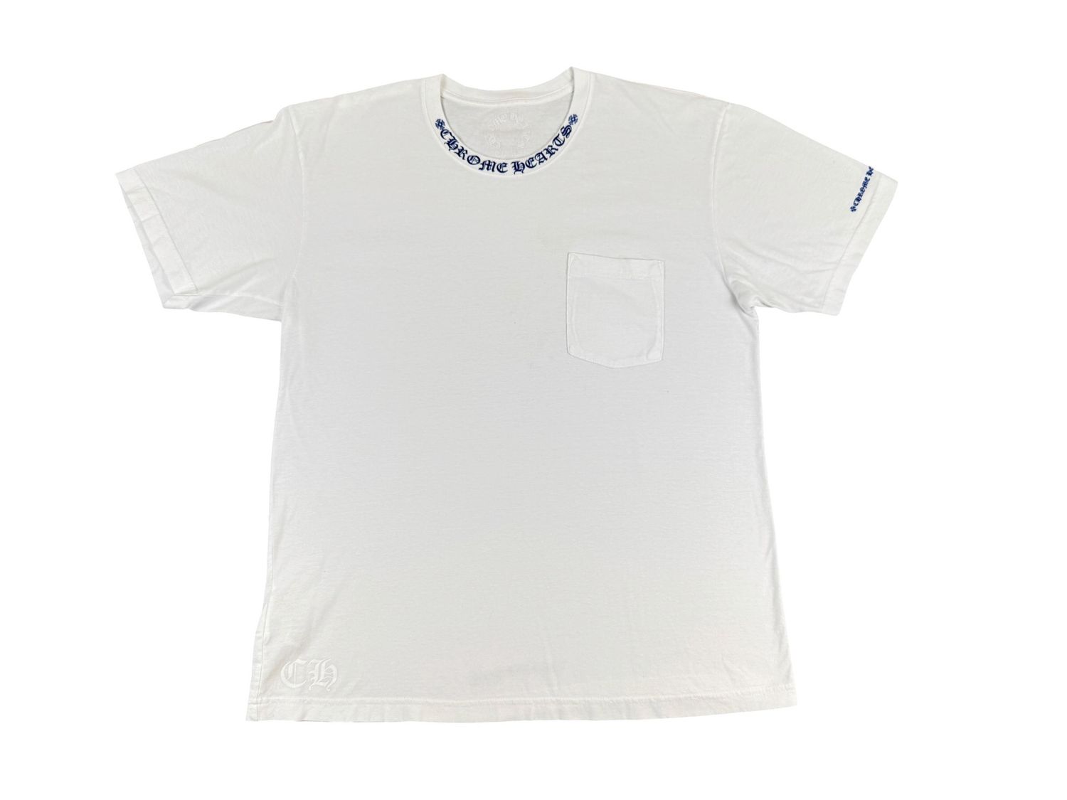 Chrome Hearts Blue Neck Logo Pocket Tee