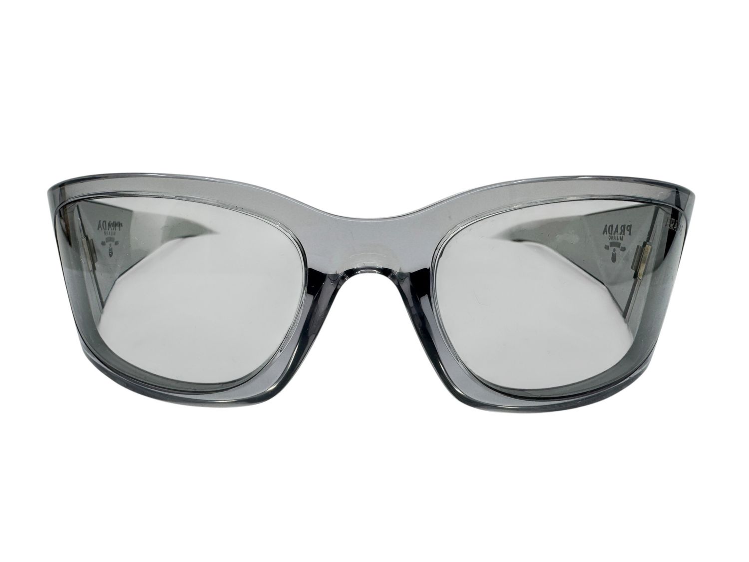 Prada Transparent Grey Wide Lens Sunglasses