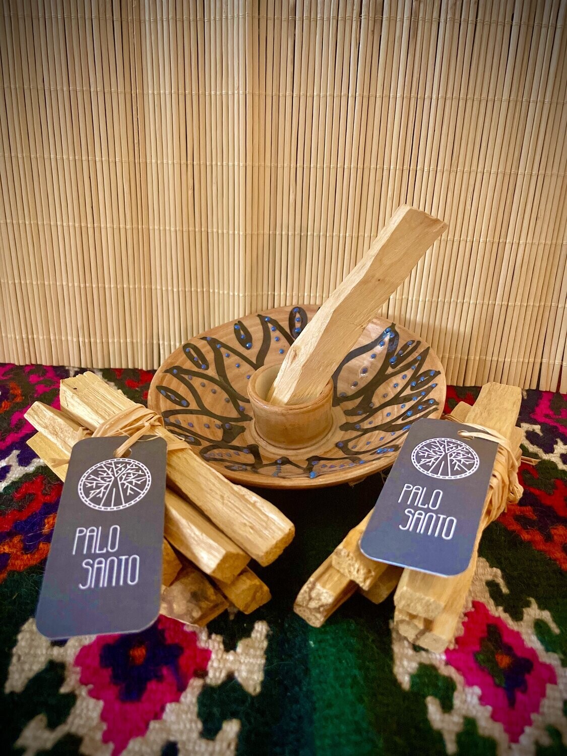 Palo Santo ceramic holder &amp; 2 Palo Santo sticks