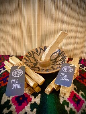 Palo Santo ceramic holder &amp; 2 Palo Santo sticks