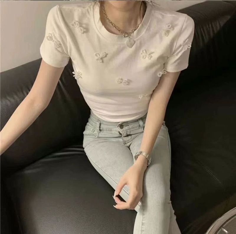 【現貨】立體珍珠蝴蝶結上衣