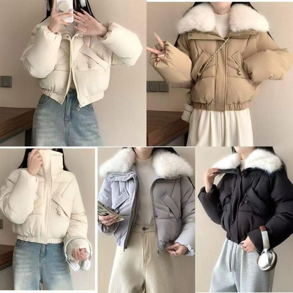 大翻領水貂毛麵包外套