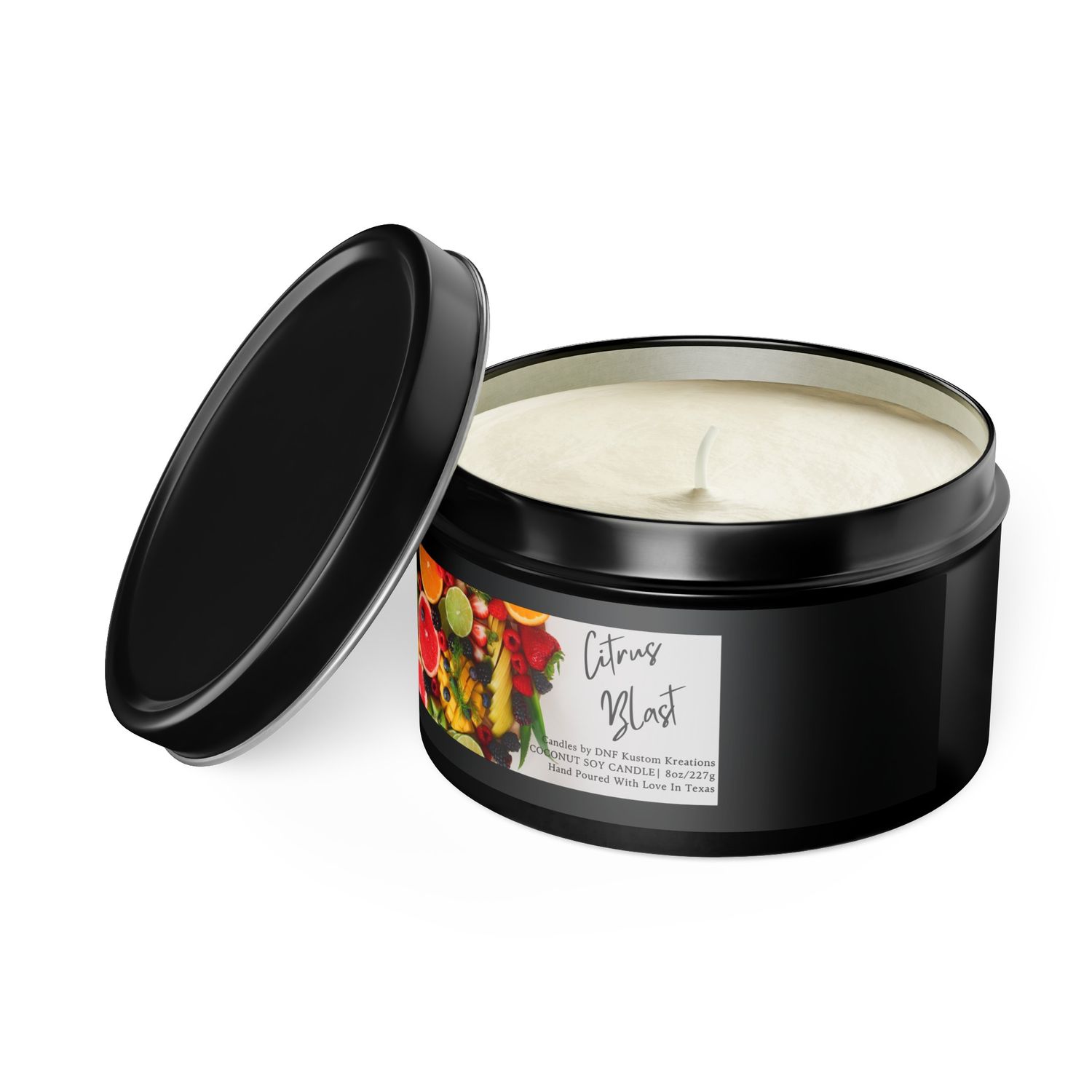 Citrus Blast 8oz Tin Jar Candle/Luxury Coconut Soy Wax
