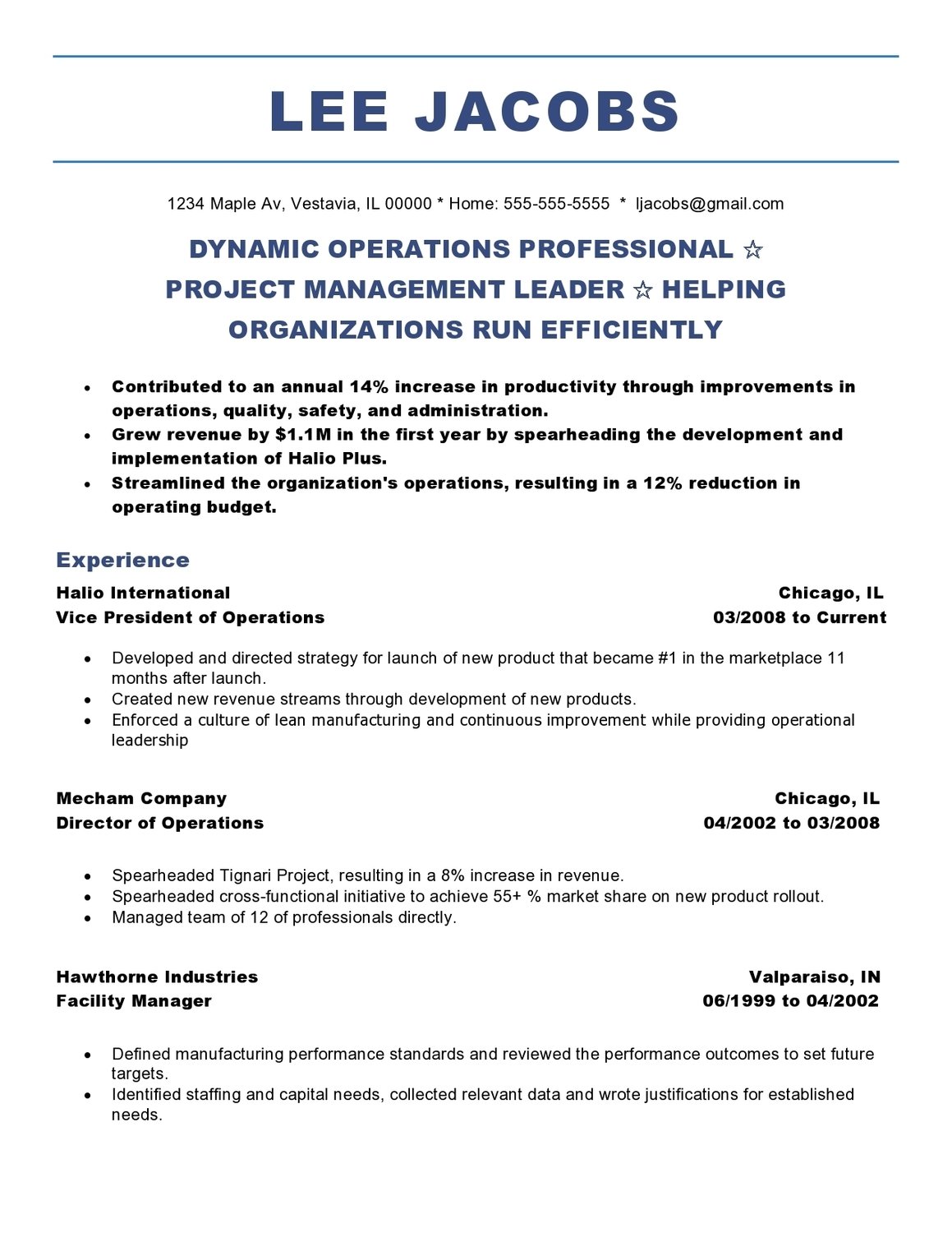 MID-EXPERIENCED/MANAGER/CAREER CHANGE RESUME (from scratch)