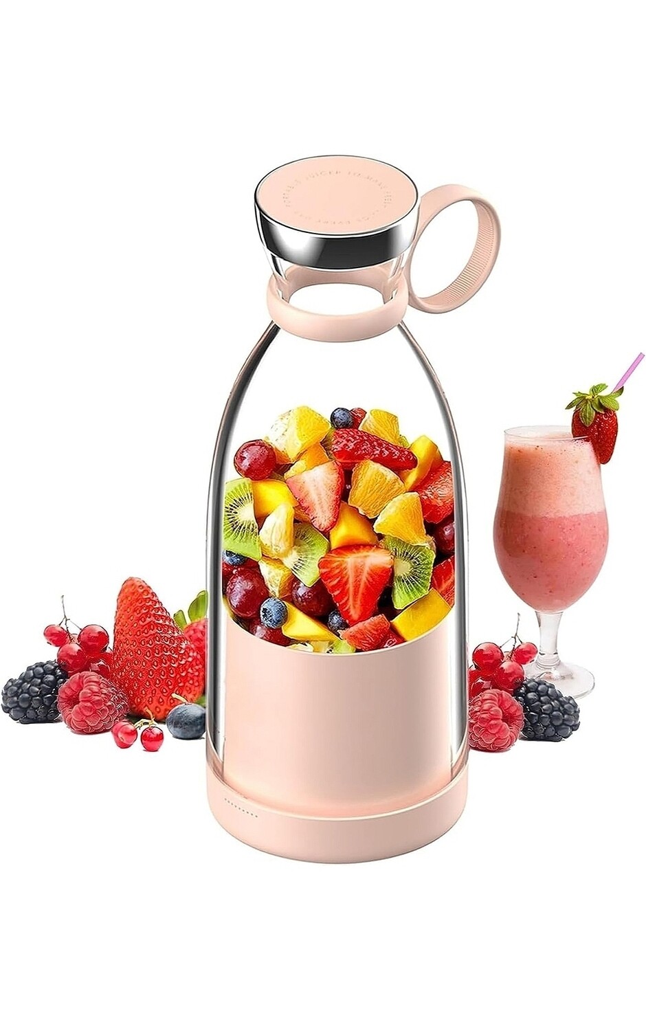 Portable Blender,wirless charger, USB Rechargeable Mini Juicer Blender, Electric Juicer Bottle Blender Grinder Mixer,  Shakes and Smoothies, Fruit Juicer Machine - 420 ML
