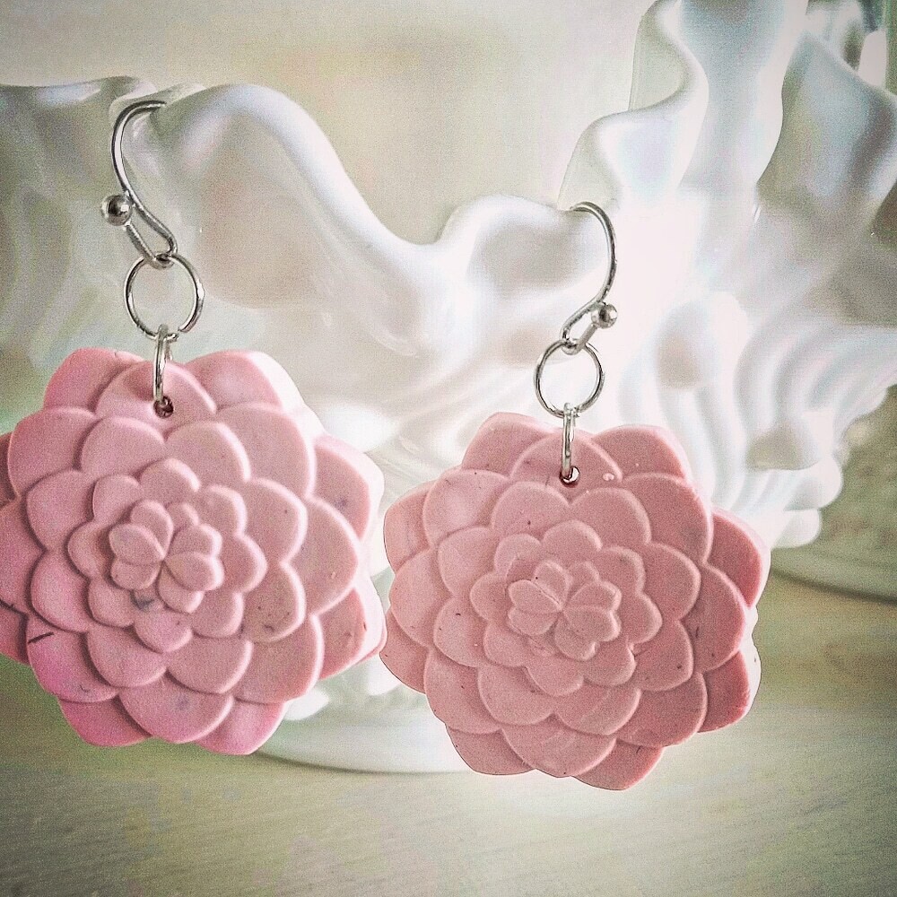 Powder Pink Succulent Earrings