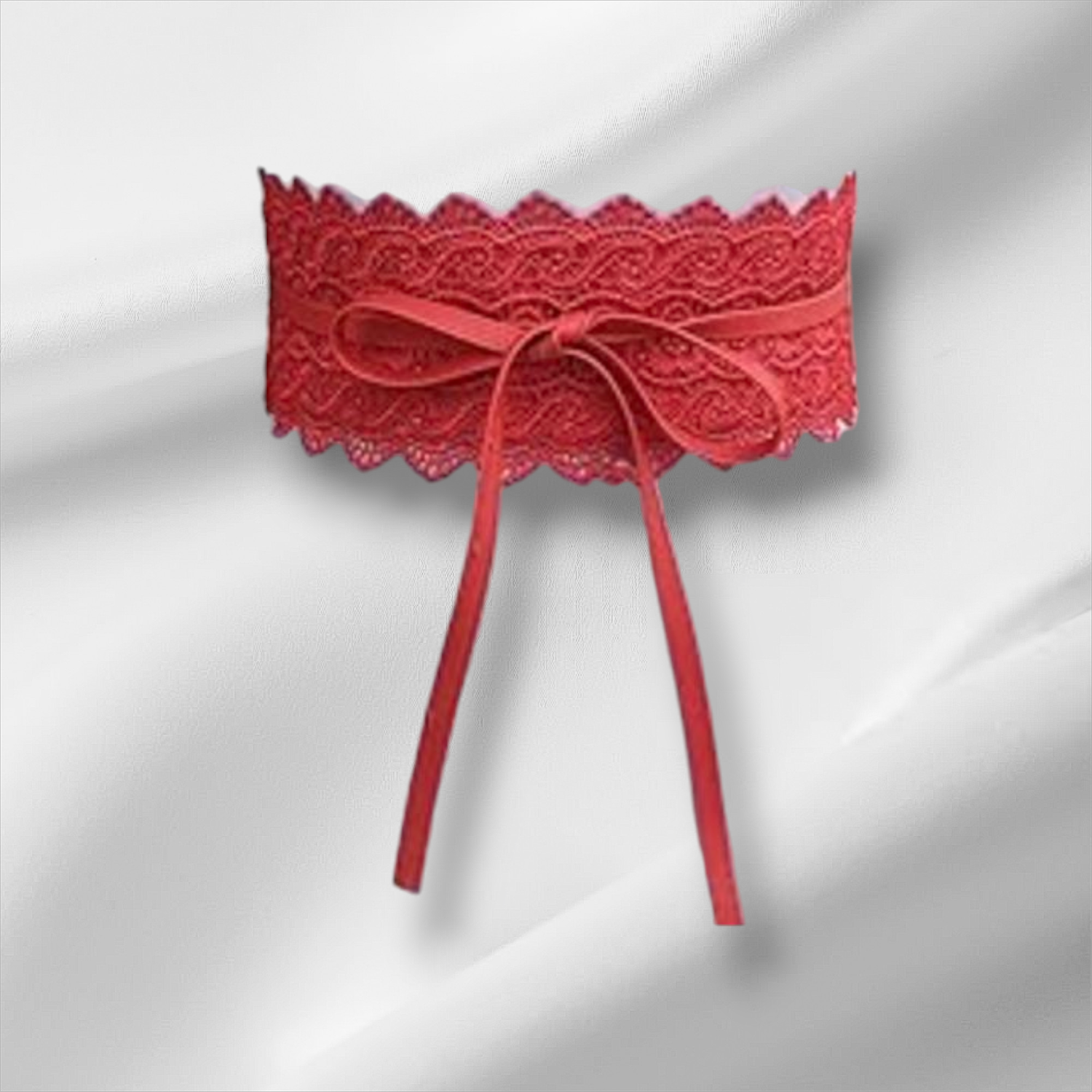 Ceinture en dentelle rouge carmin