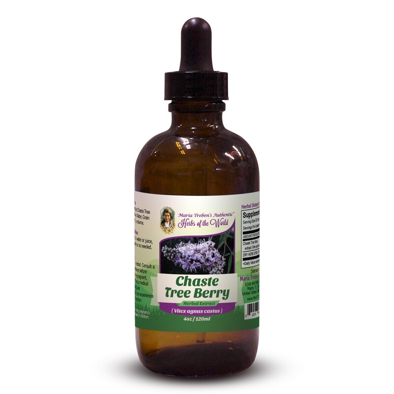 Chaste Tree Berry (Vitex agnus castus) 4oz/118ml Herbal Extract / Tincture  - Maria Treben's Authentic™ Herbs of the World