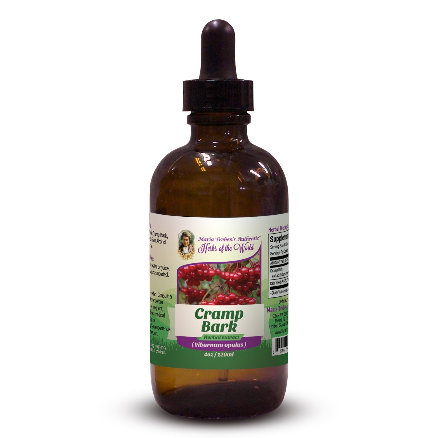 Cramp Bark(Viburnum opulus) 4oz/118ml Herbal Extract / Tincture - Maria Treben's Authentic™ Herbs of the World