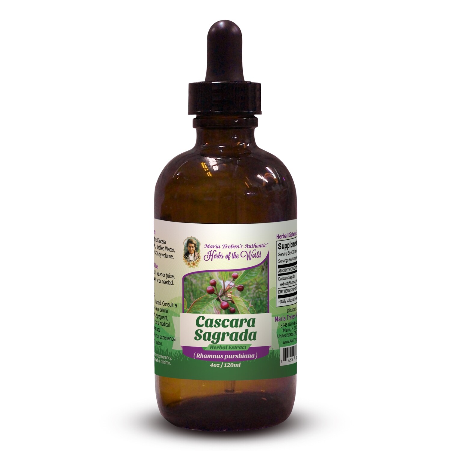 Cascara Sagrada Bark (Rhamnus purshiana) 4oz/118ml Herbal Extract / Tincture - Maria Treben's Authentic™ Herbs of the World Cascara Sagrada Bark (Rhamnus purshiana) 4oz/118ml Herbal Extract / Tincture - Maria Treben's Authentic™ Herbs of the World
