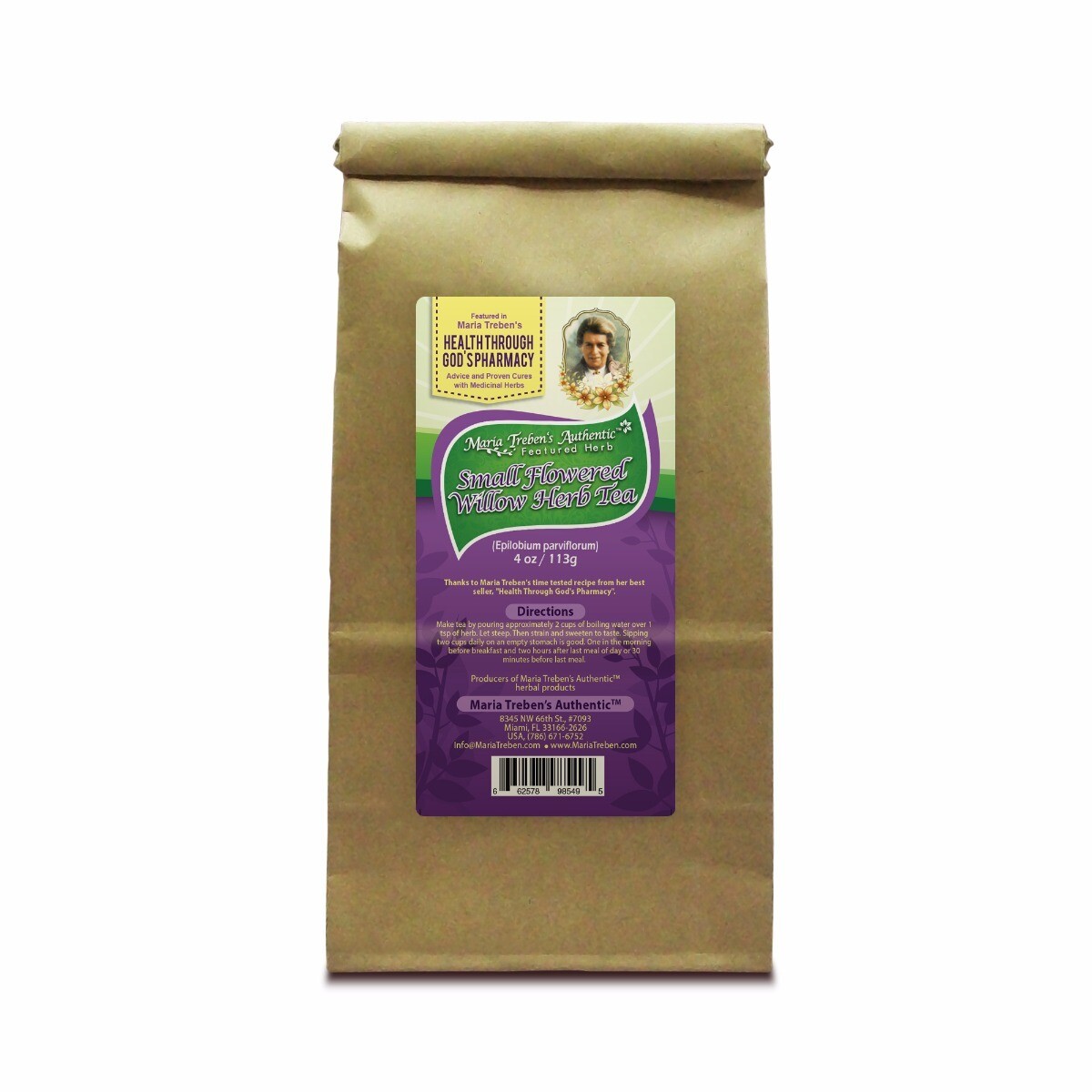 Small Flowered Willow-Herb (Epilobium parviflorum) 4oz/113g Herbal Tea - Maria Treben's Authentic™ Featured Herb