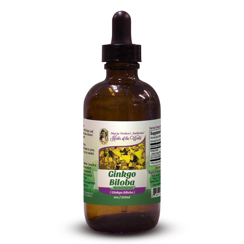 Ginkgo Leaf (Ginkgo Biloba) 4oz/118ml Herbal Extract / Tincture - Maria Treben's Authentic™ Herbs of the World