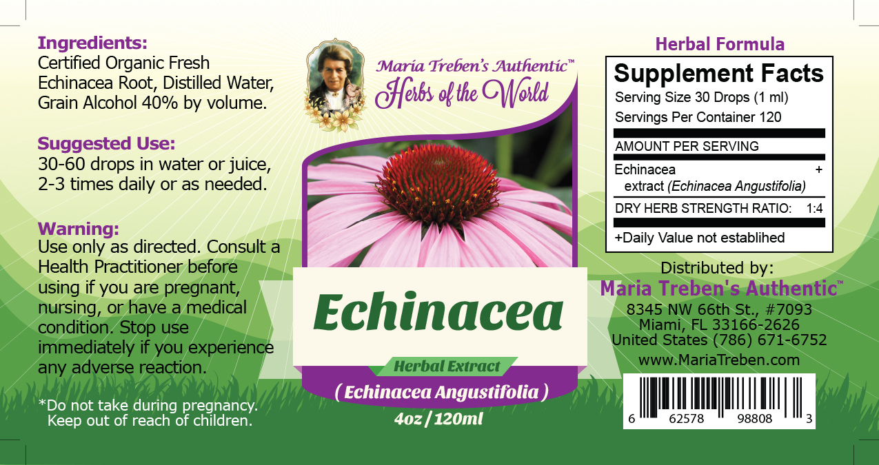 Echinacea (Echinacea Angustifolia L.) 4oz/118ml Herbal Extract / Tincture - Maria Treben&#039;s Authentic™ Herbs of the World