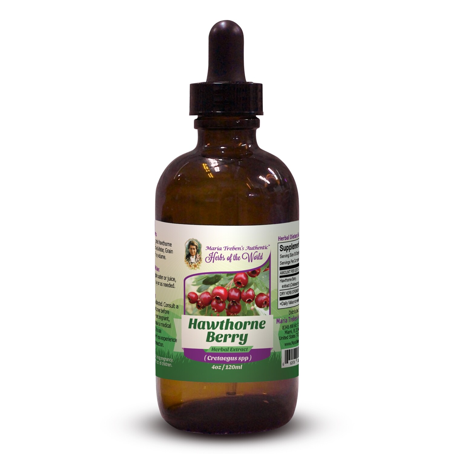 Hawthorne Berry (Cretaegus Oxycanthus) 4oz/118ml Herbal Extract / Tincture - Maria Treben's Authentic™ Herbs of the World