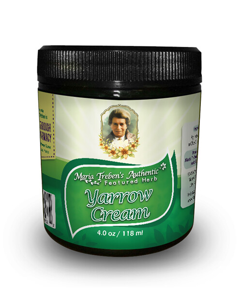 Yarrow (Achillea millefolium) 4oz/118ml Herbal Cream - Maria Treben's Authentic™ Featured Herb Yarrow (Achillea millefolium) 4oz/118ml Herbal Cream - Maria Treben's Authentic™ Featured Herb